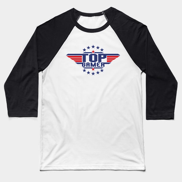 Top Aviation Pilot Gamer Funny Retro Cool Gaming Baseball T-Shirt by RuftupDesigns